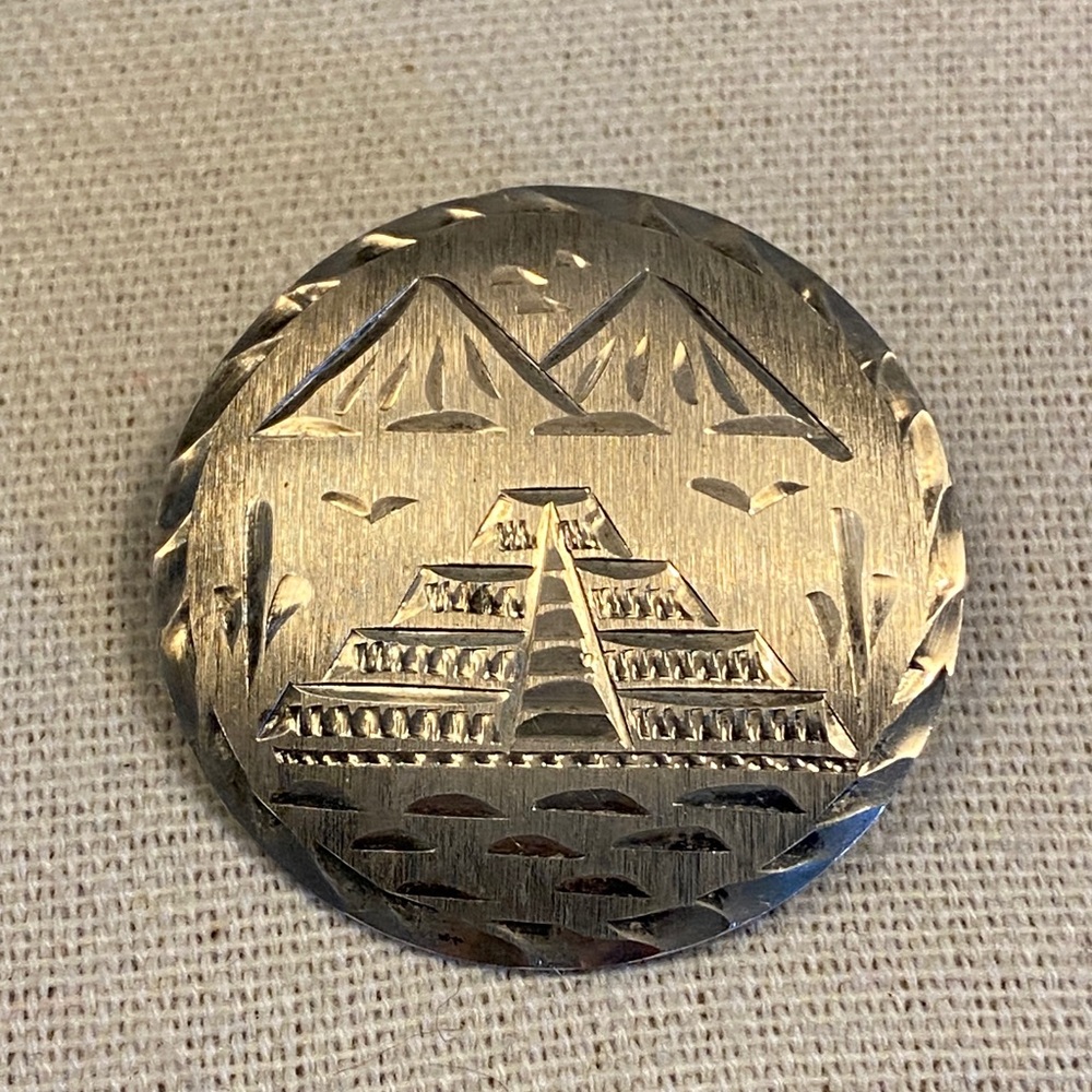 Sterling Silver Aztec or Mayan Brooch/Pendant